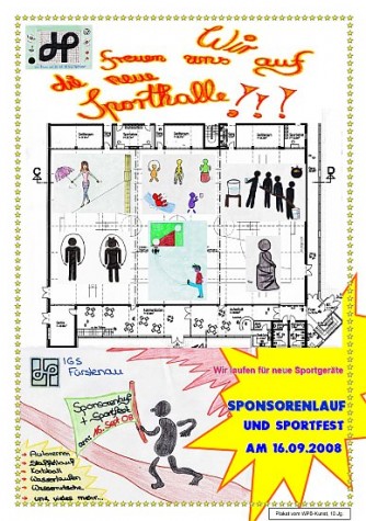 Plakat zum Sponsorenlauf und Sportfest am 16.9.2008